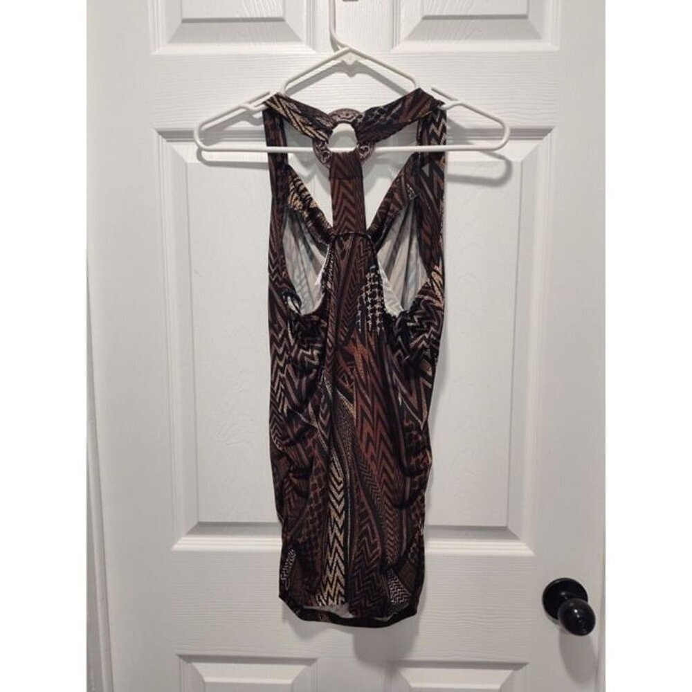 Ricki's Sz Medium Snakeskin print V-Neck Sleeveless Top W/ Rucheing At Waist - Picture 2 of 12